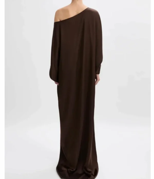 Dresses-Beare Park Asymmetric Silk Satin Gown in Chocolate