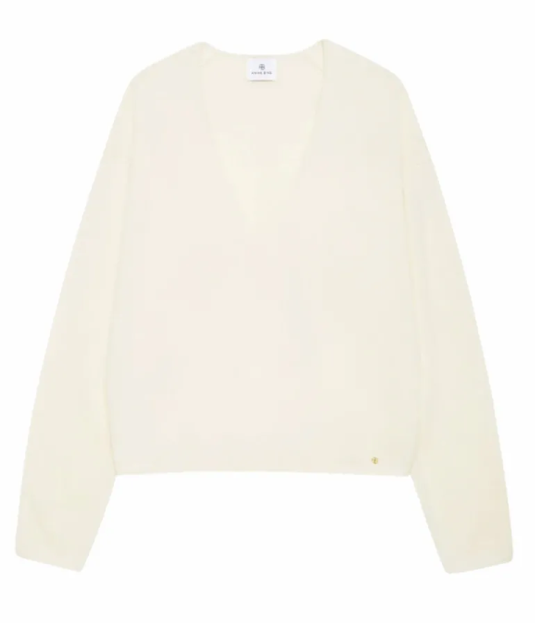 Knitwear-Anine Bing Athena Sweater in Ecru