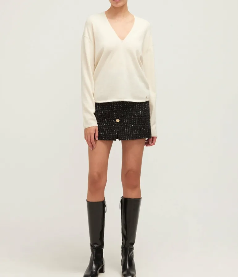 Knitwear-Anine Bing Athena Sweater in Ecru