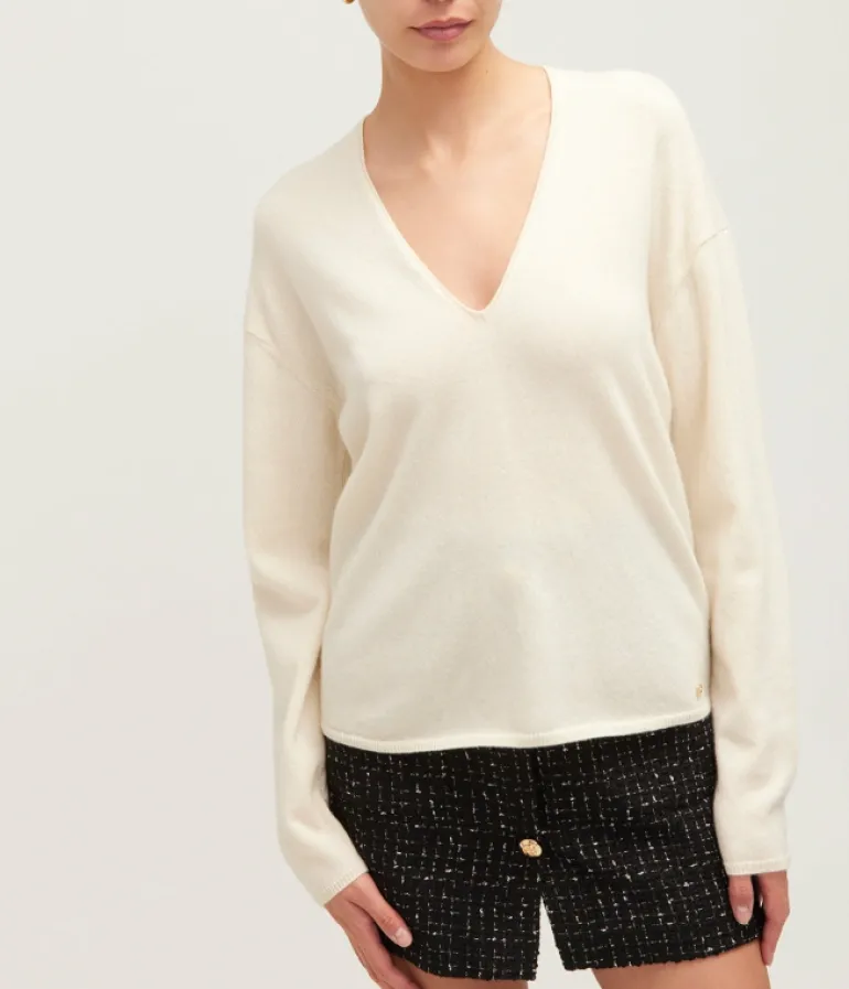 Knitwear-Anine Bing Athena Sweater in Ecru