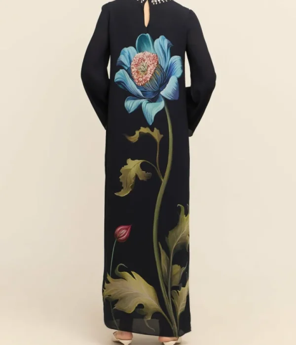 Dresses-Borgo De Nor Capucine Crepe Dress in Painterly Flower