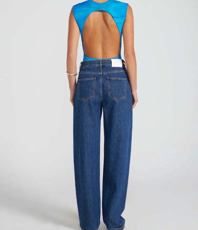 Tops-Paris Georgia Circle Sleeveless Bodysuit in Ibiza Blue