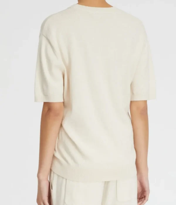 Knitwear-Lee Mathews Cotton Cashmere Tee Oat Neutral