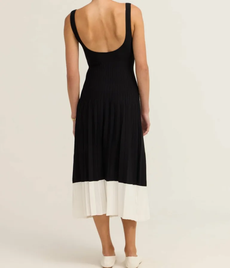 Dresses-Staud Ellison Dress in Black and Ivory