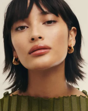Jewellery | Earrings-Missoma Hera Ridge Hoop Earrings in Gold