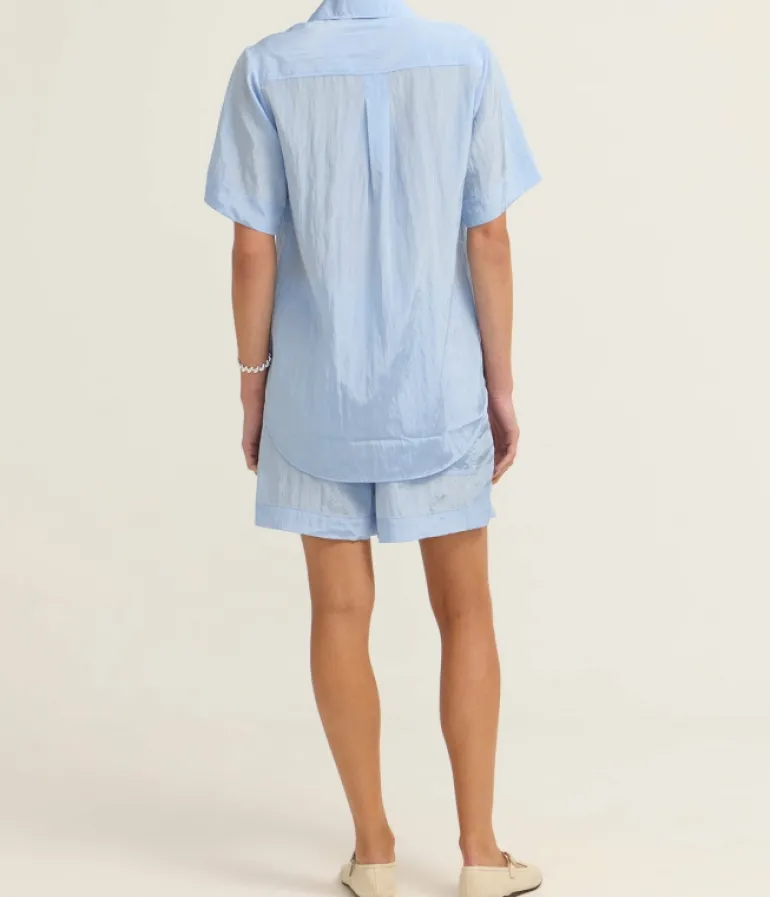 Tops-Lee Mathews Kiki Short Sleeve Shirt in Cornflower