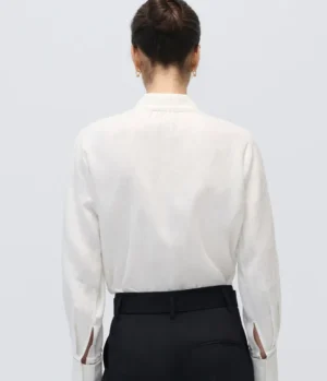 Tops-Oroton Lace Detail Shirt in White
