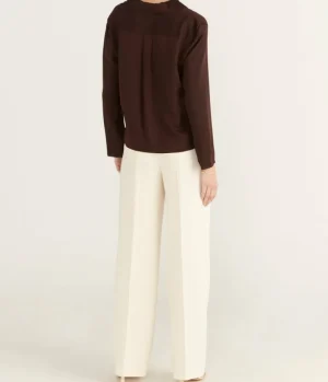 Tops-Theory Lapell Collared Blouse in Hickory