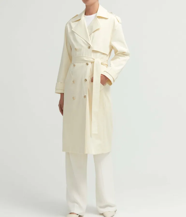 Jackets & Outerwear-Anine Bing Layton Trench in Cream