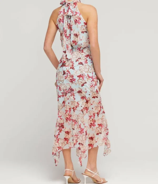 Dresses-Saloni Lila Silk Halterneck Dress in Mulberry Day