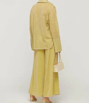 Pants-Oseree Lumiere Wide Leg Pants in Citron