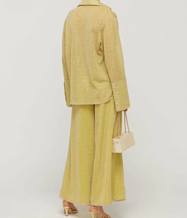 Pants-Oseree Lumiere Wide Leg Pants in Citron