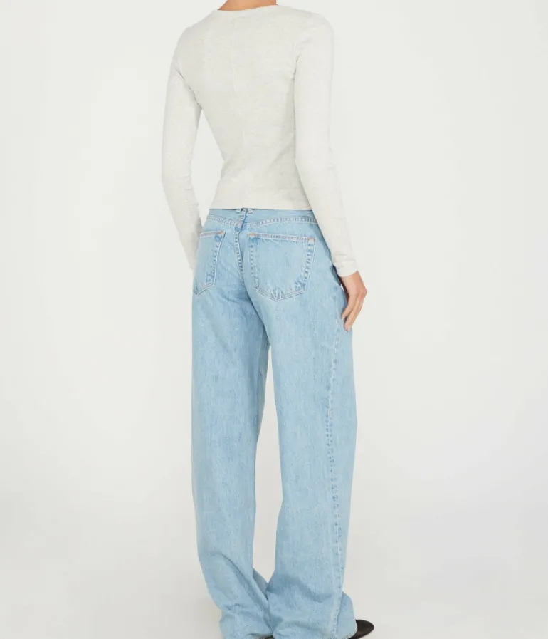 T-shirts & Tanks-Flore Flore Max Fitted Long Sleeve Tee in Grey