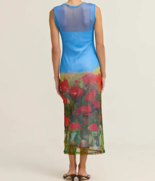 Dresses-Mode Sportif Mesh Maxi Dress in Rose Field