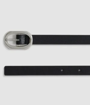 Belts-Mode Sportif Mini Signature Link Belt in Black and Silver