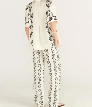 Tops-Asceno Montauk Silk Shirt in Ecru Vine
