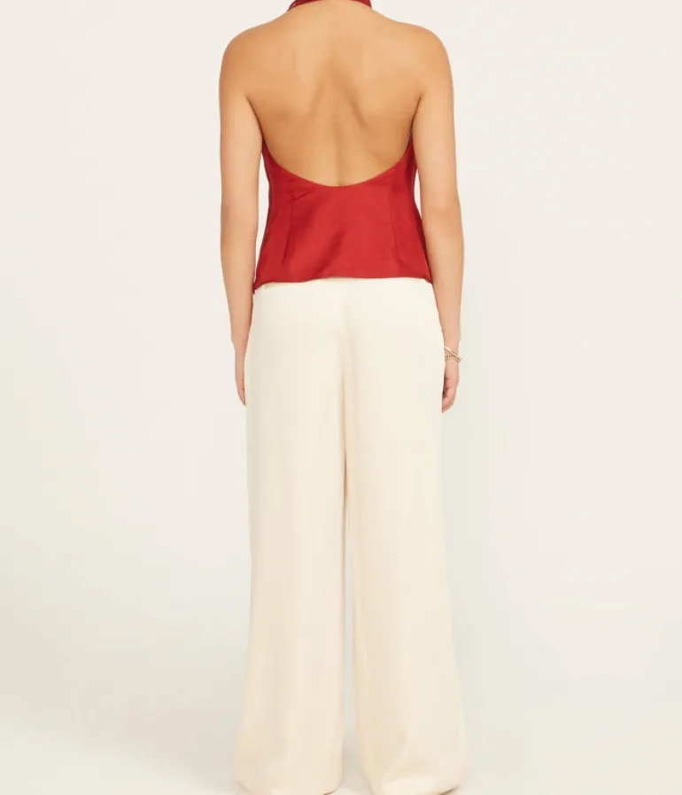 Tops-ROHE Open Back Halter Top in Barolo