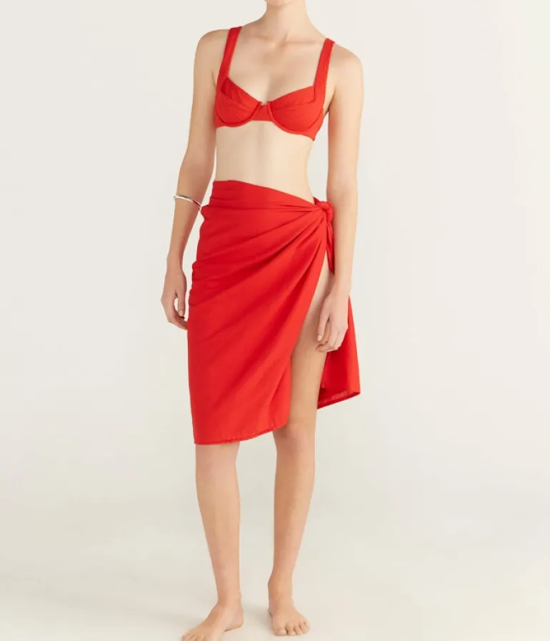 Swim & Resortwear-Mode Sportif Pareo Sarong in Tomato