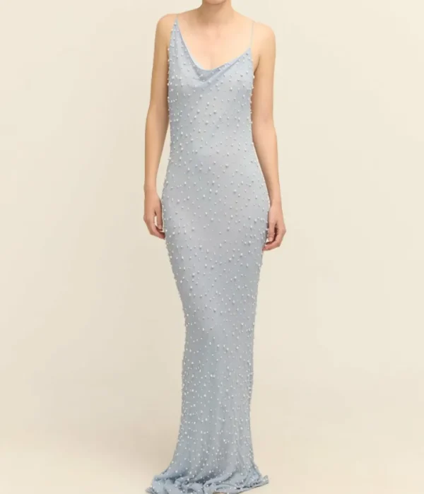 Dresses-Albus Lumen Pearl Gown in Blue