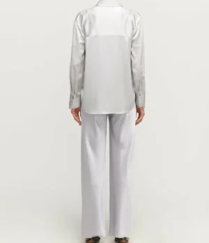 Tops-Mode Sportif Relaxed Long Sleeve Blouse in Silverstone