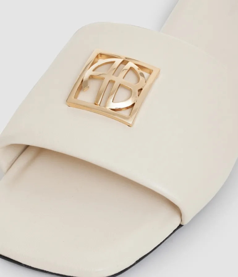 Flat Shoes-Anine Bing Ria Monogram Slides in Ivory