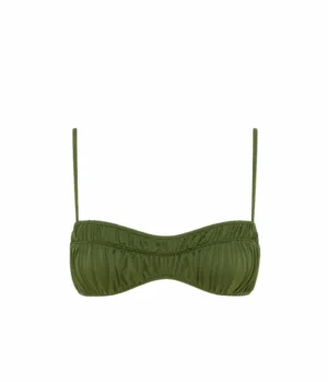Swim & Resortwear-Peony Ruched Crop in Olivine