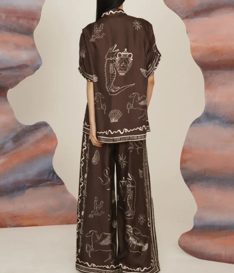 Pants-Alemais Sammy Silk Pant in Chocolate