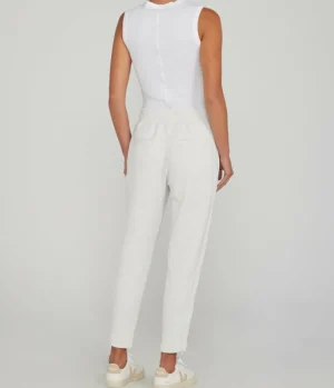Loungewear-Varley Slim Zip Hem Sweatpant in Ivory Marle