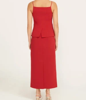 Skirts-Staud Smith Midi Skirt in Rouge