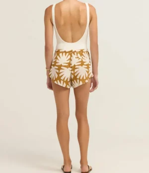 Shorts-Solid and Striped The Mitchel Short in Chestnut and Brule