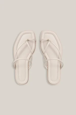 Flat Sandals-A.Emery Turner Suede Sandal in Eggshell