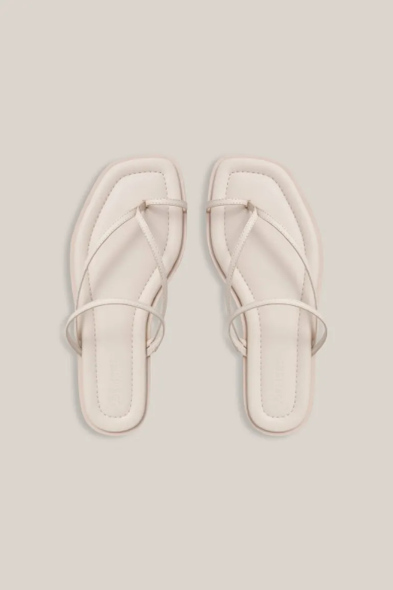 Flat Sandals-A.Emery Turner Suede Sandal in Eggshell